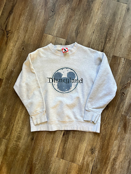 732 -Grey Embroidered Disneyland Lands Crewneck - M