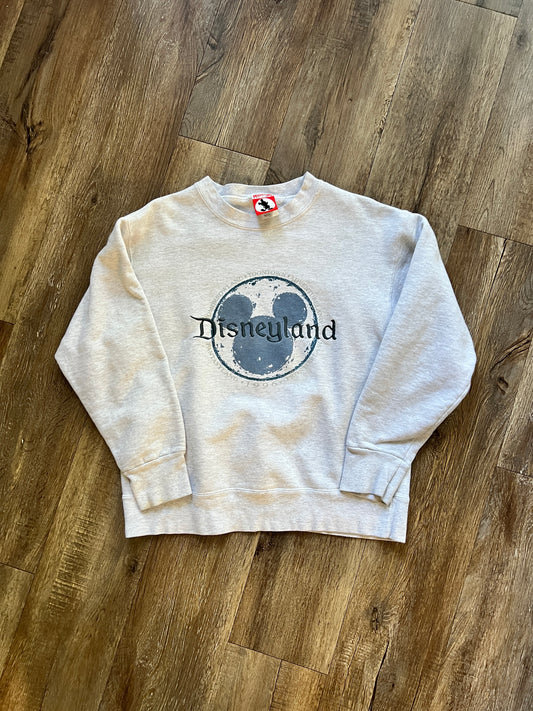 732 -Grey Embroidered Disneyland Lands Crewneck - M