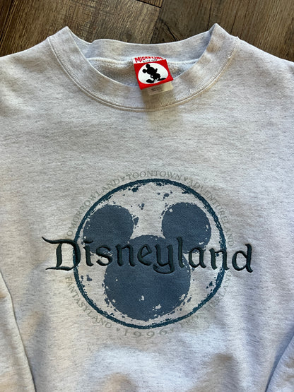 732 -Grey Embroidered Disneyland Lands Crewneck - M