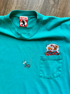 1228 -Green Embroidered Sleeping Tigger Alarm Clock Shirt - L/XL