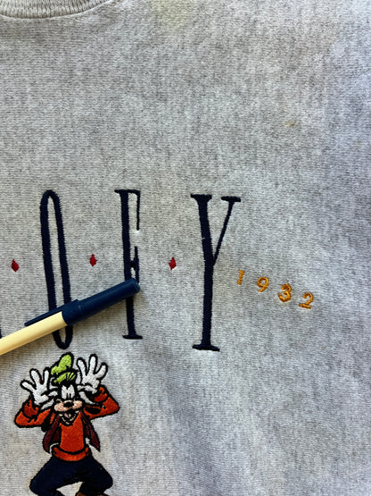 733 -Grey Embroidered Goofy Crewneck - M