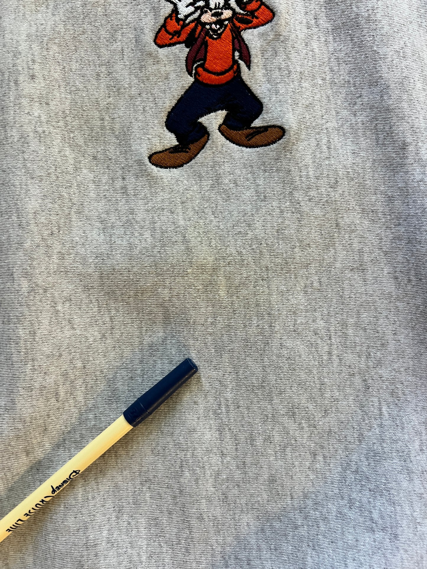 733 -Grey Embroidered Goofy Crewneck - M