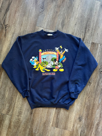 736 -Navy WDW Arches 4 Parks One World Crewneck - M