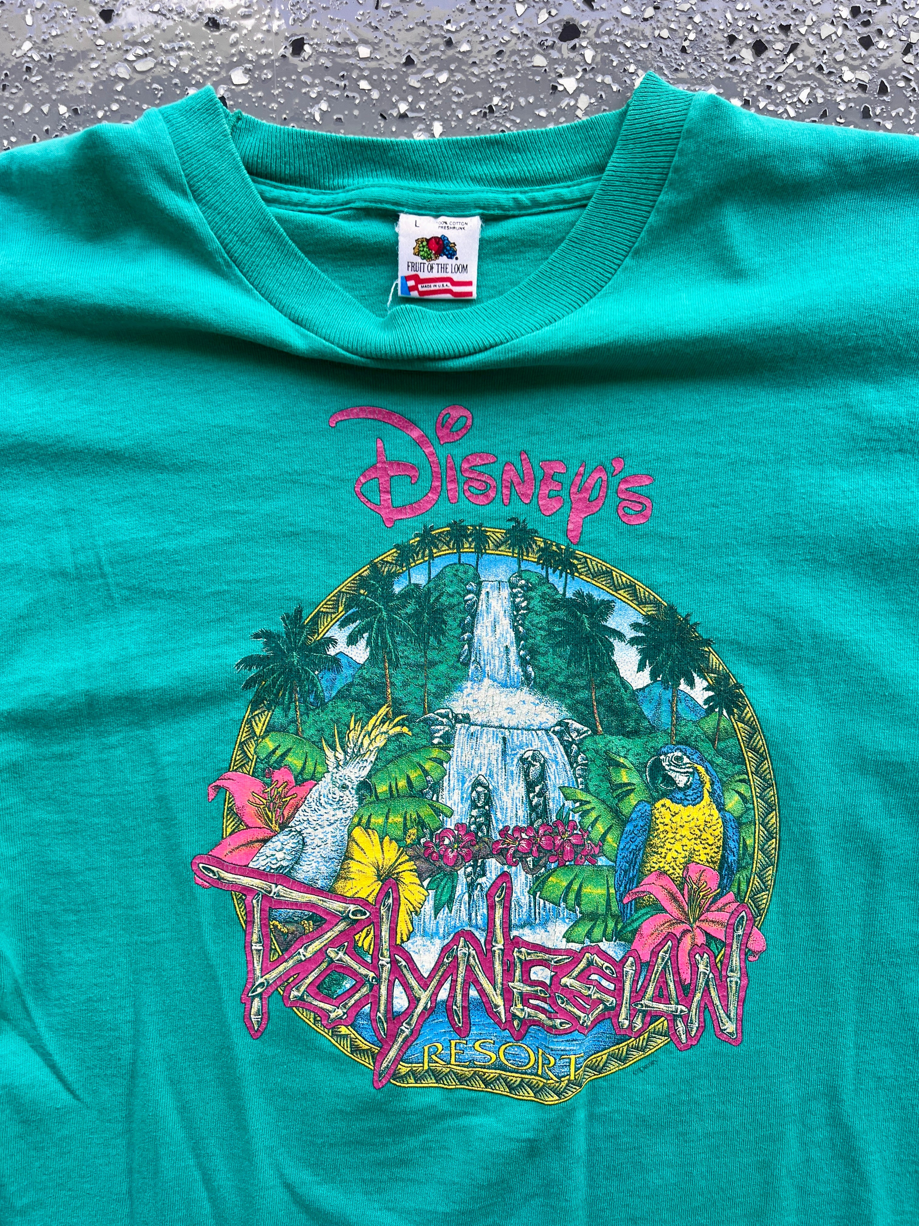 1403 - Teal Single Stitch  Polynesian Resort Tee - L
