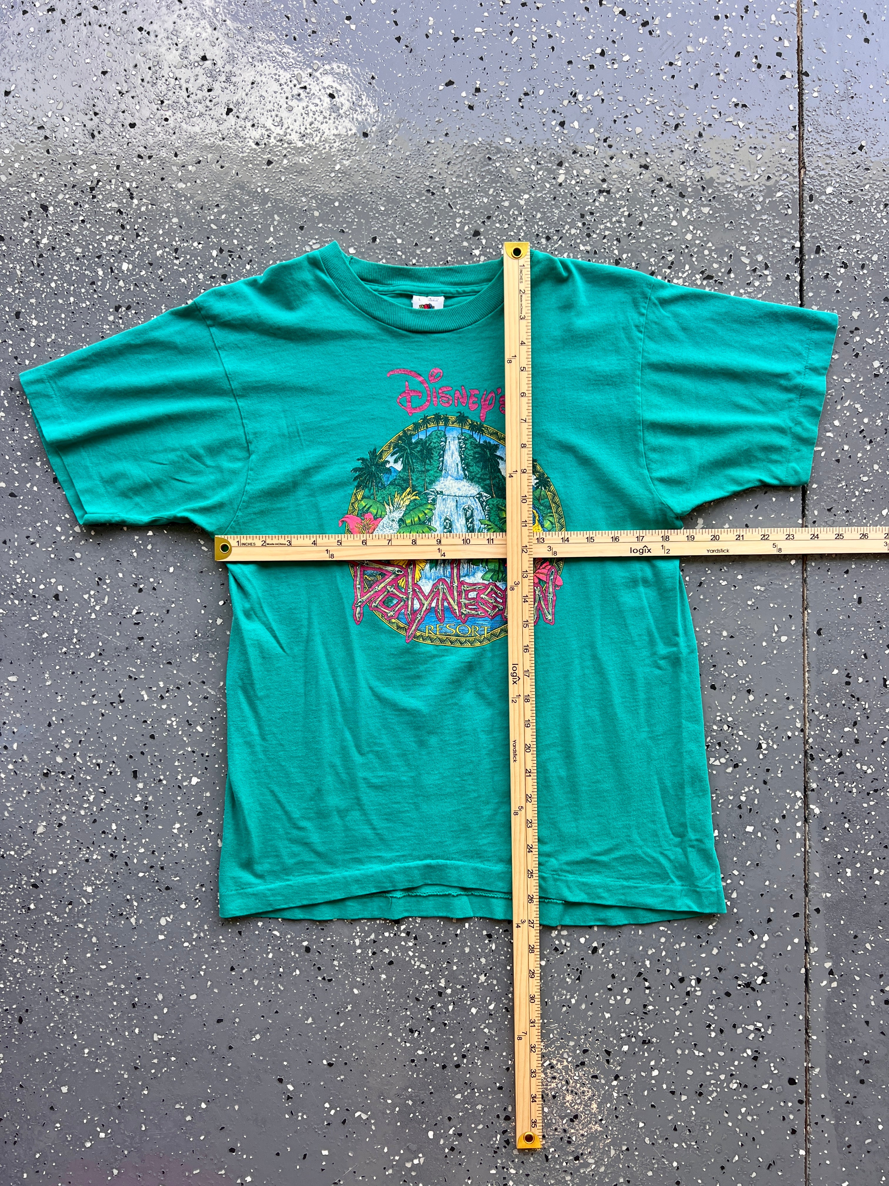 1403 - Teal Single Stitch  Polynesian Resort Tee - L