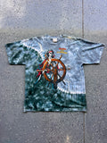 1440 - Grey Tie-Dye Pirates of the Caribbean Lightning Skeleton Sailor Tee - XL
