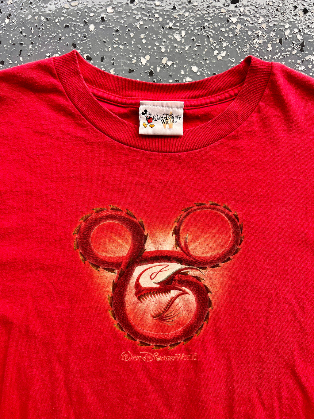 1441 - Red Mushu Dragon Mickey Head Tee - NT/L