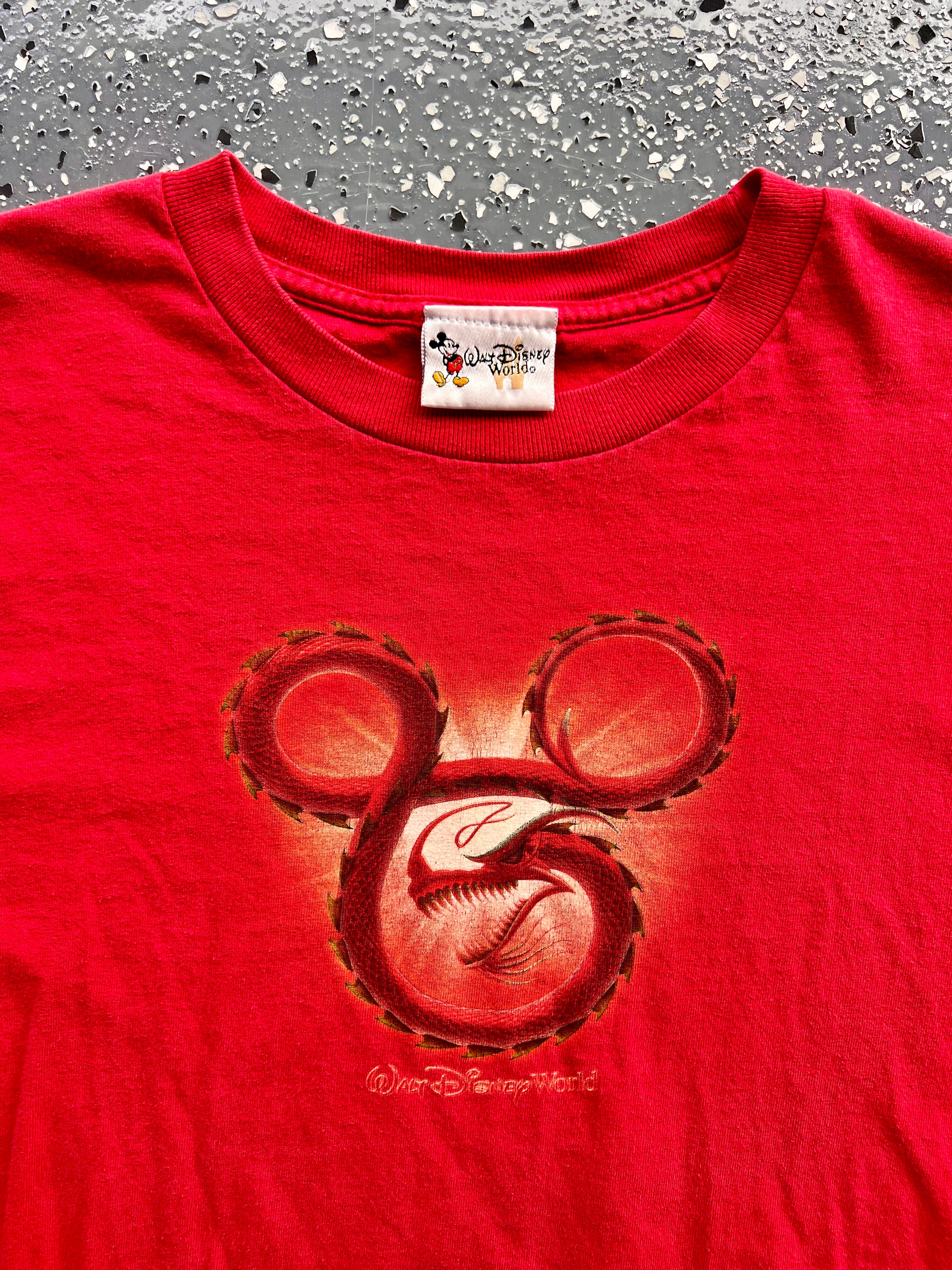 1441 - Red Mushu Dragon Mickey Head Tee - NT/L