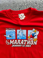 1442 - NWT Red 2003 WDW Run Your Tail Feathers Off Half Marathon Tee - L