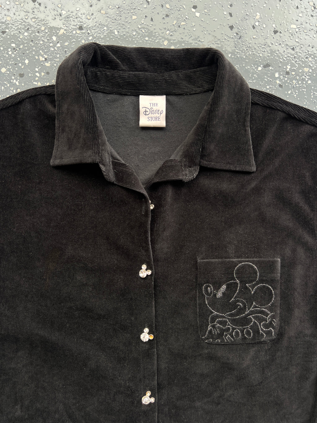 1452 - Black The Disney Store Courdoroy Embroidered Mickey Pocket Button Up - NT/2XL