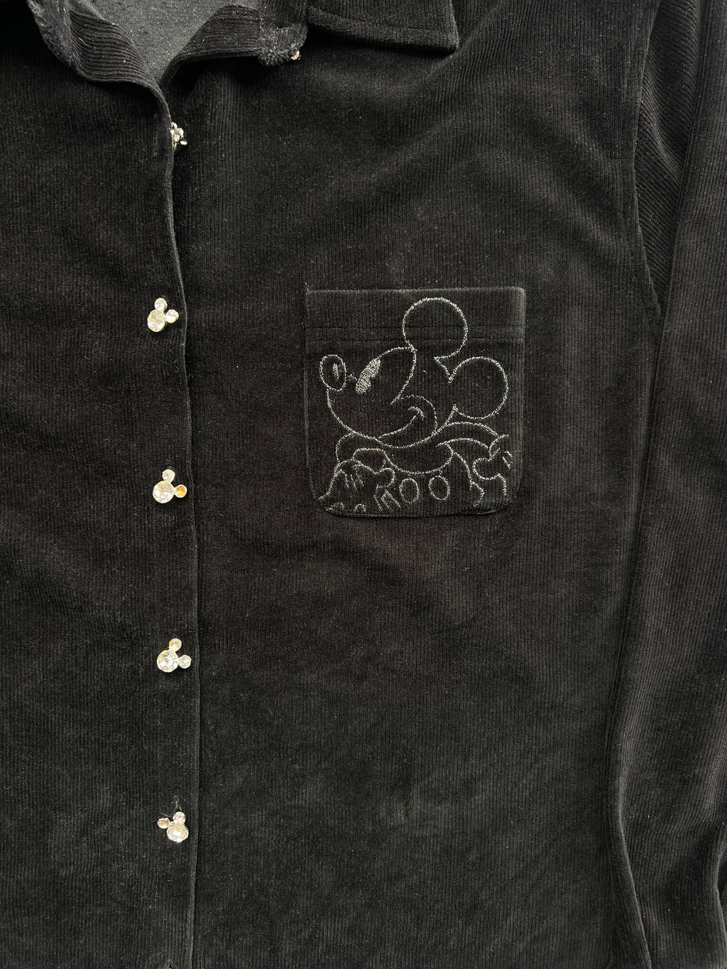 1452 - Black The Disney Store Courdoroy Embroidered Mickey Pocket Button Up - NT/2XL