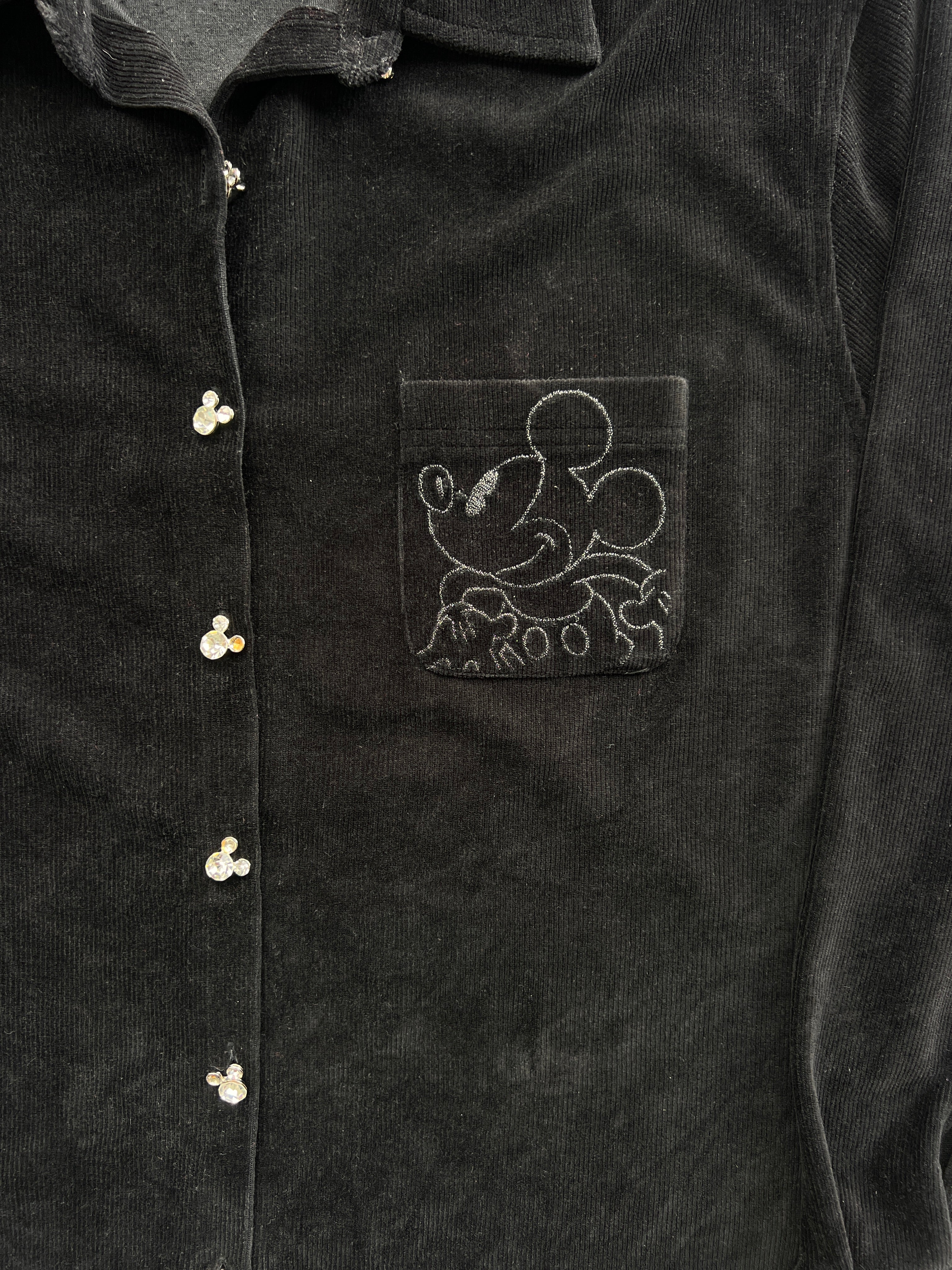 1452 - Black The Disney Store Courdoroy Embroidered Mickey Pocket Button Up - NT/2XL