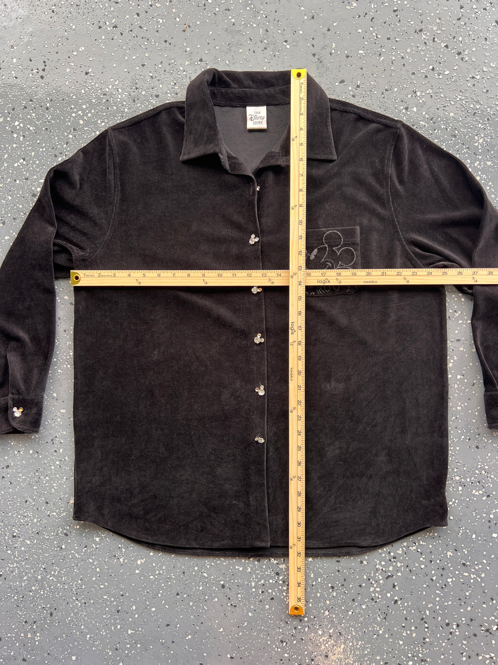 1452 - Black The Disney Store Courdoroy Embroidered Mickey Pocket Button Up - NT/2XL