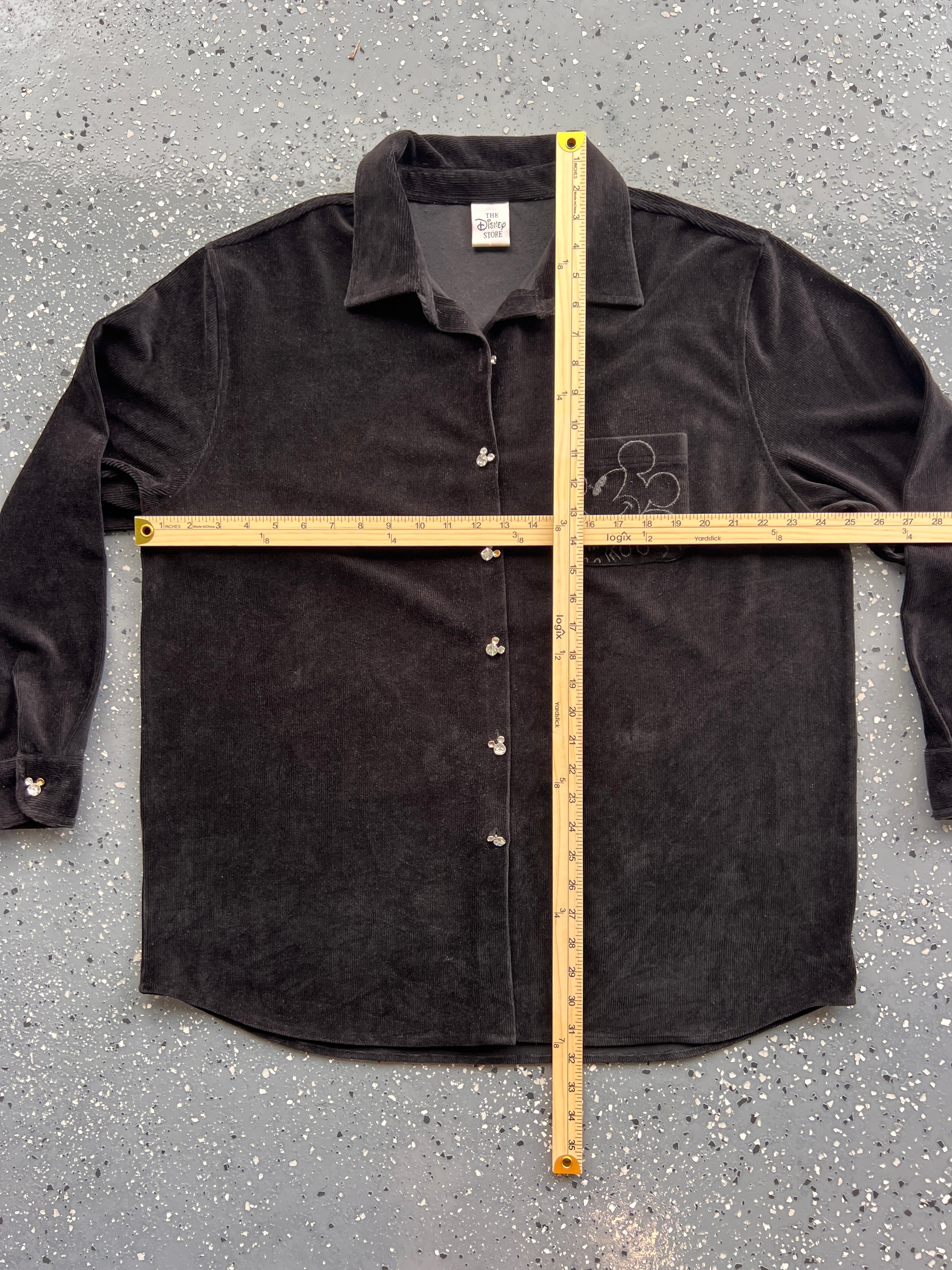 1452 - Black The Disney Store Courdoroy Embroidered Mickey Pocket Button Up - NT/2XL