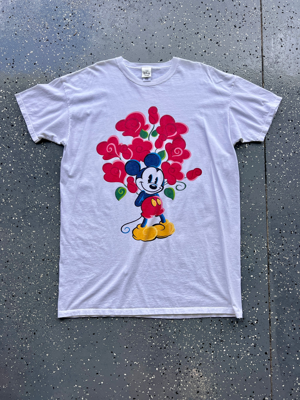 1454 - White Mickey with Bouquet Tee - 2XL