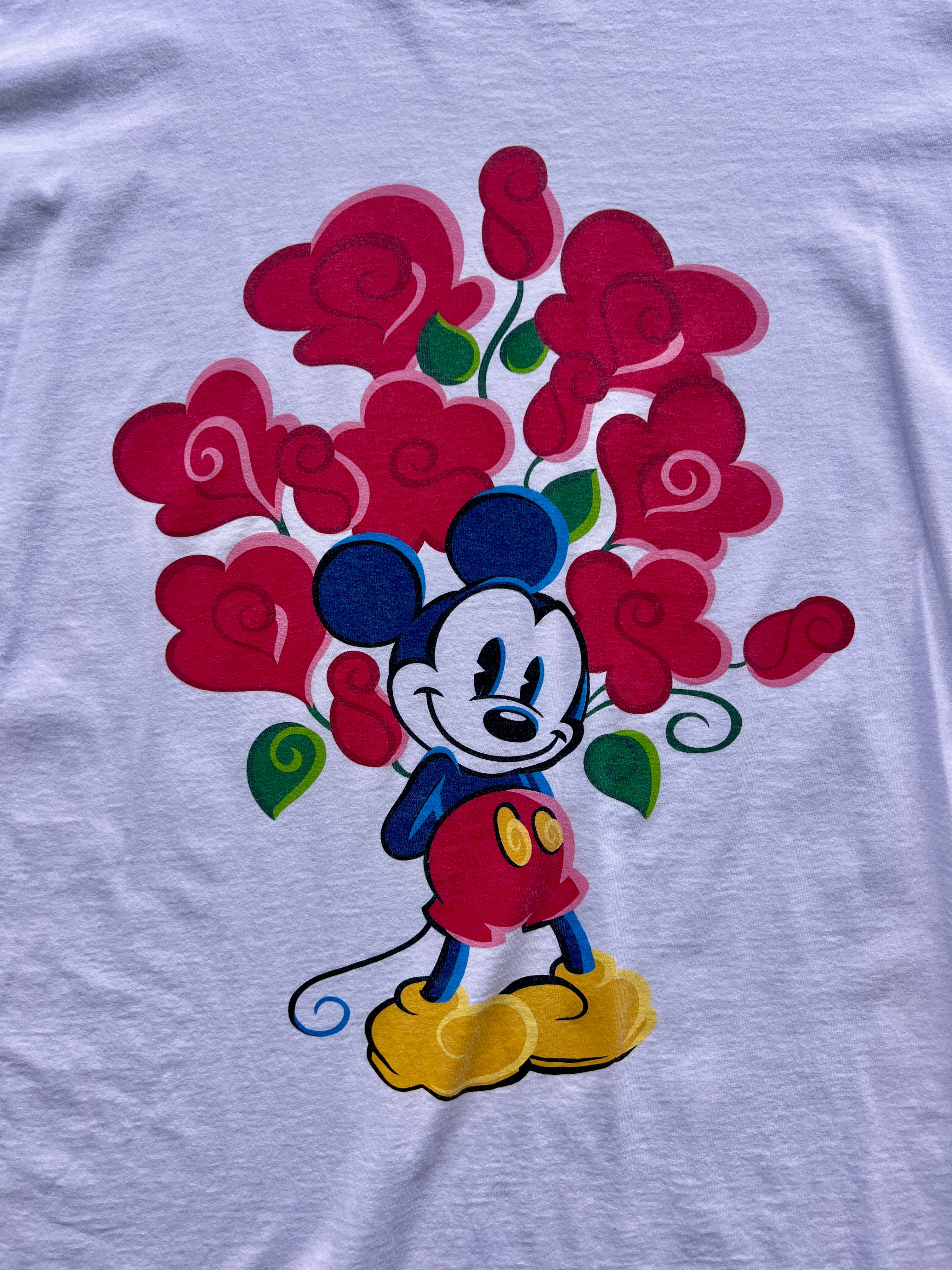 1454 - White Mickey with Bouquet Tee - 2XL
