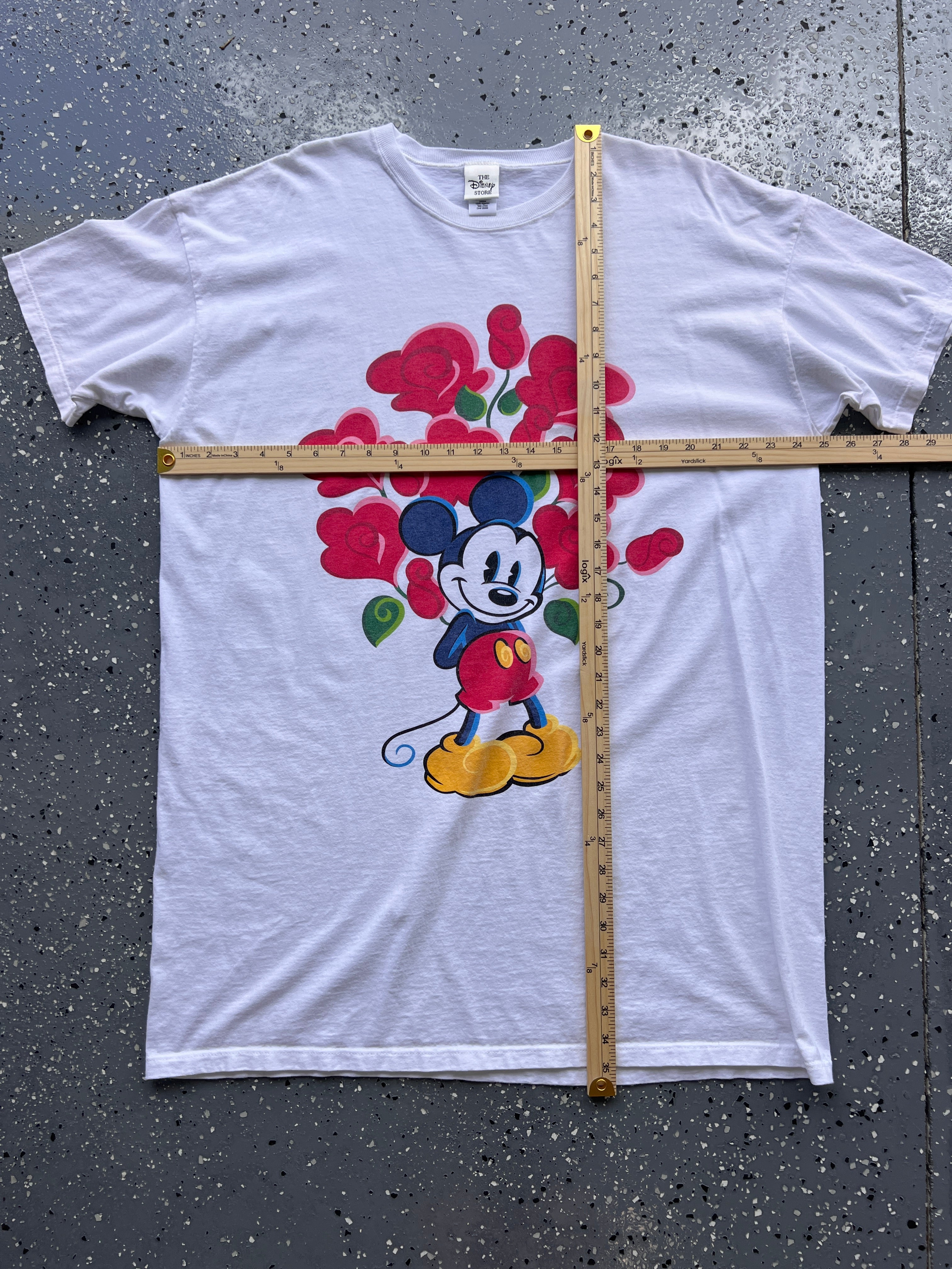 1454 - White Mickey with Bouquet Tee - 2XL