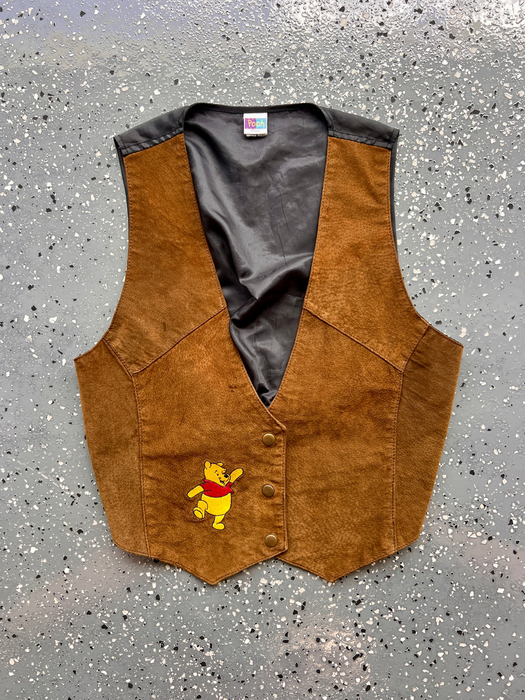 1455 - Brown Embroidered Winnie the Pooh Button Up Vest - NT/M