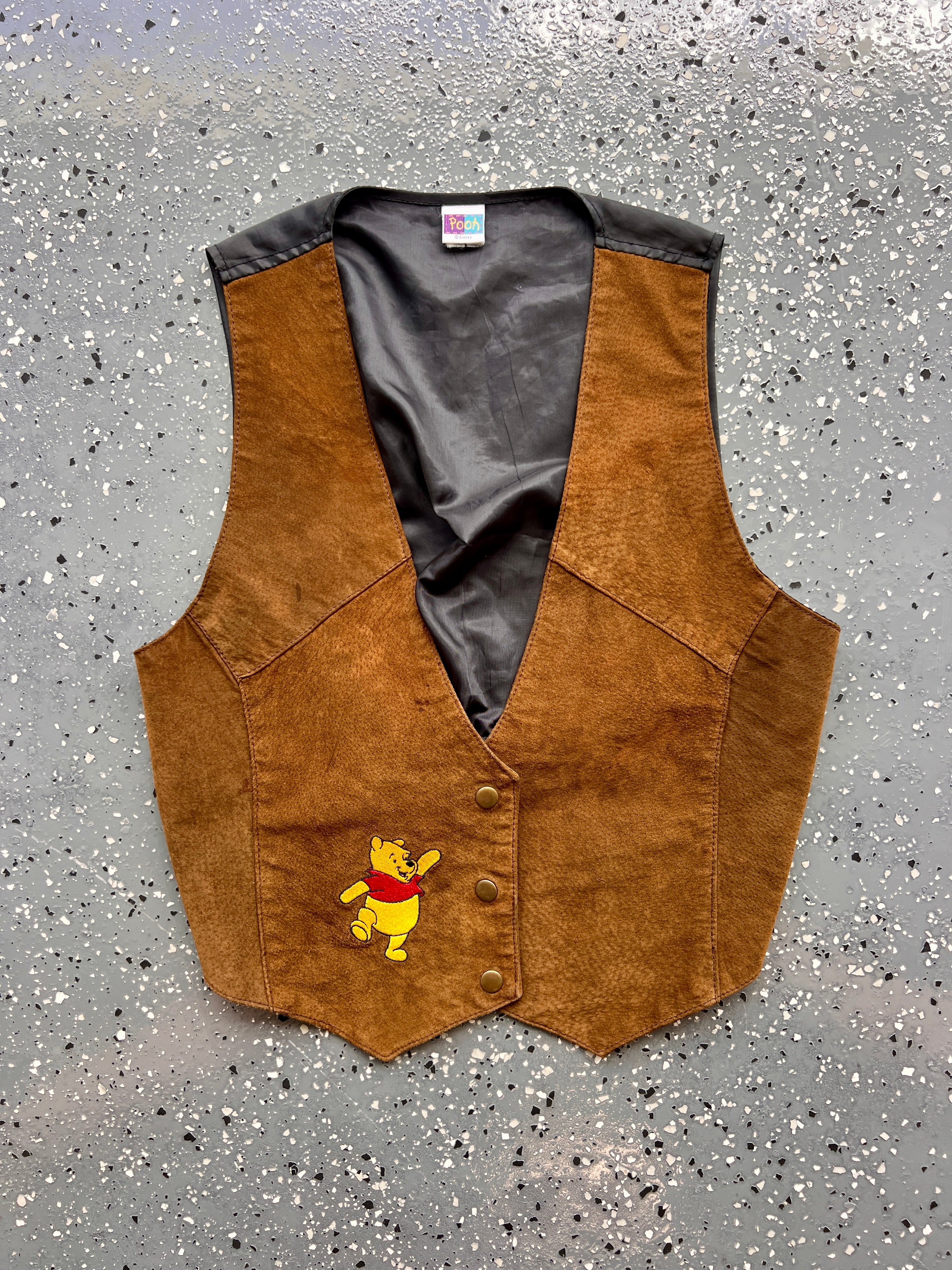 1455 - Brown Embroidered Winnie the Pooh Button Up Vest - NT/M