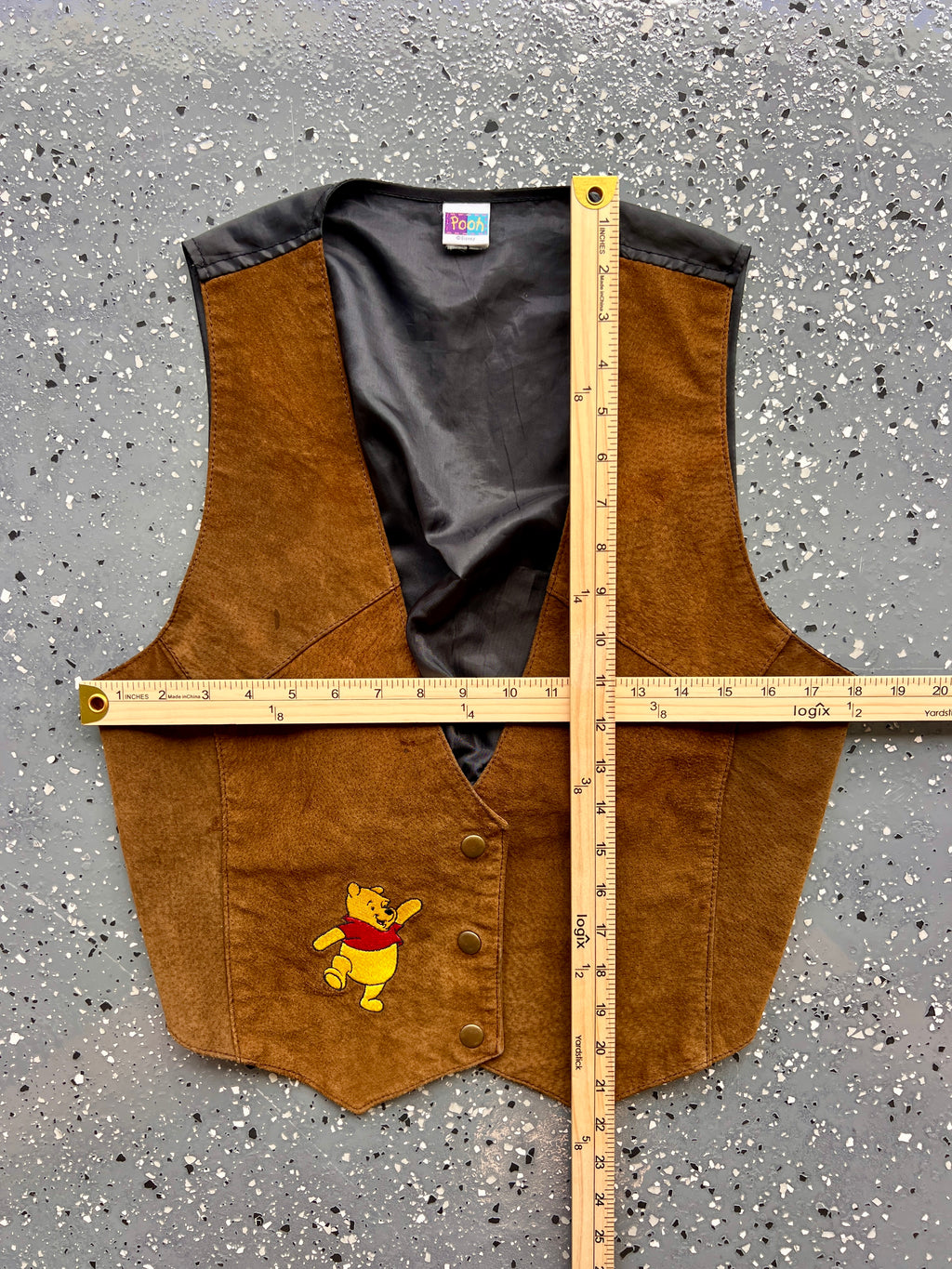 1455 - Brown Embroidered Winnie the Pooh Button Up Vest - NT/M