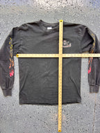 1456 - Black Pirates of the Caribbean Skull & Crossbones Flames Long Sleeve - M