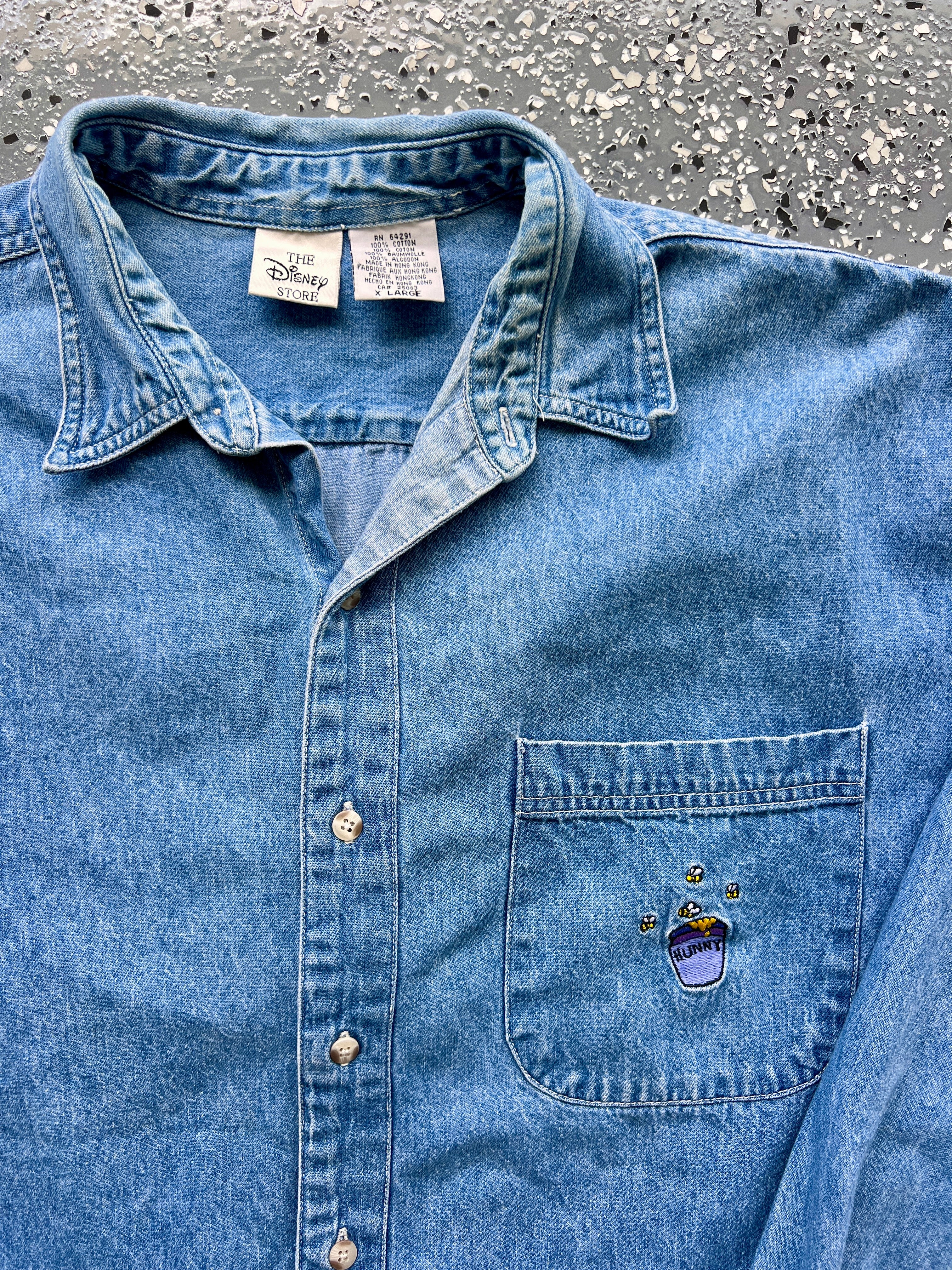 1461 - Denim Embroidered WTP & Friends Button Up - XL