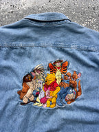 1461 - Denim Embroidered WTP & Friends Button Up - XL
