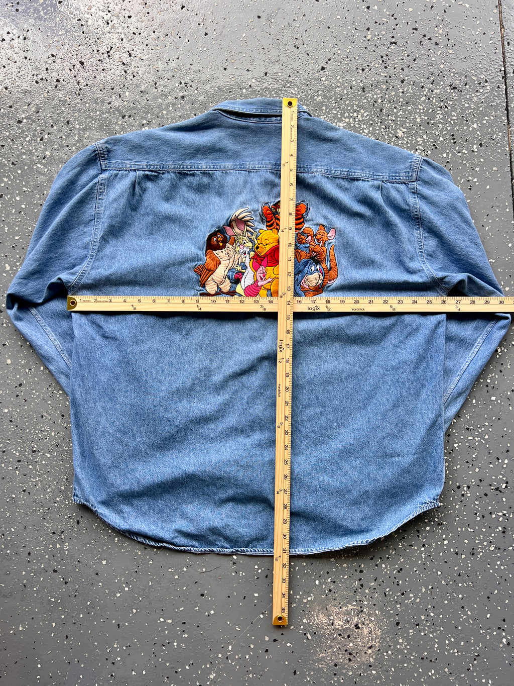 1461 - Denim Embroidered WTP & Friends Button Up - XL