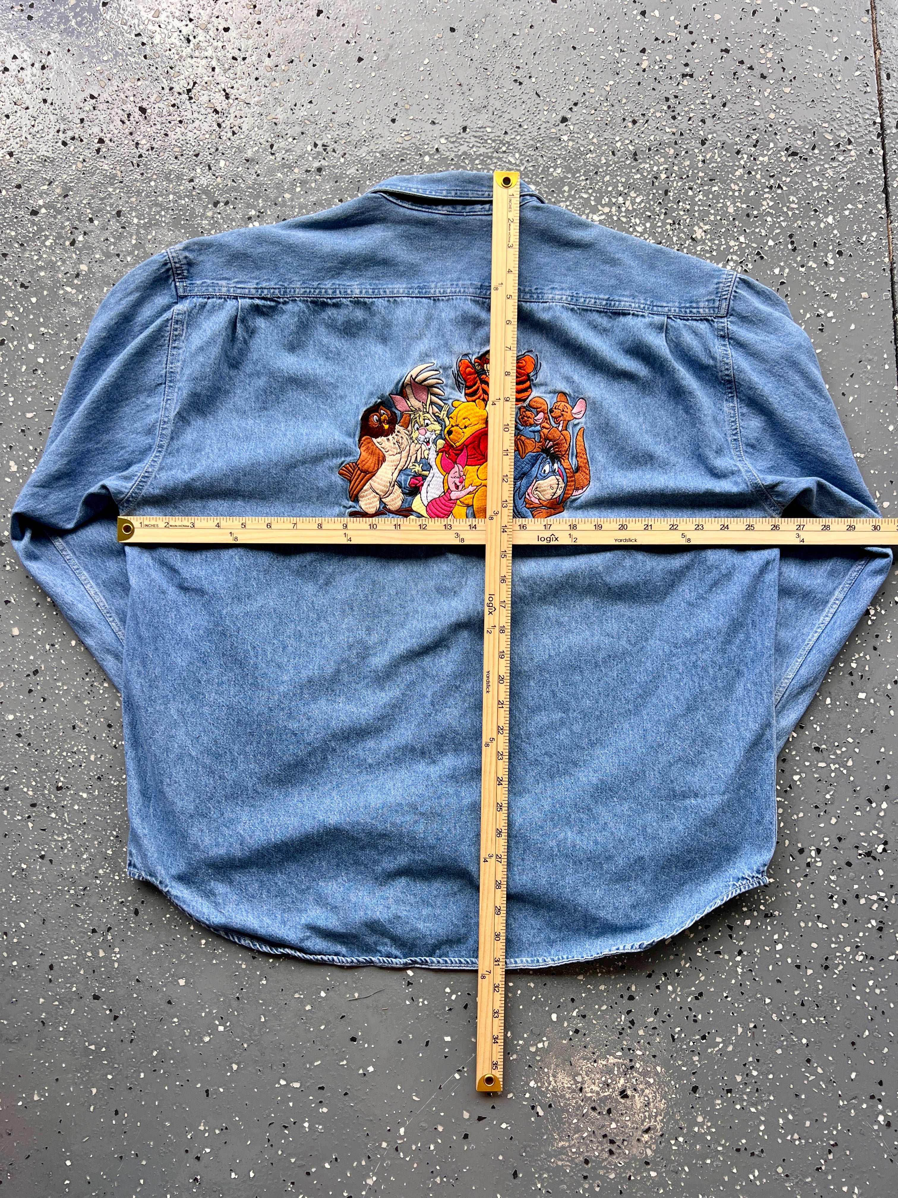 1461 - Denim Embroidered WTP & Friends Button Up - XL