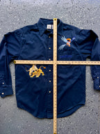 1461 - Navy Embroidered The Lion King Zazu, Nala, & Simba Button Up - S