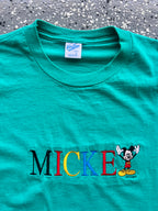 1462 - Green Embroidered Mickey Tee - L