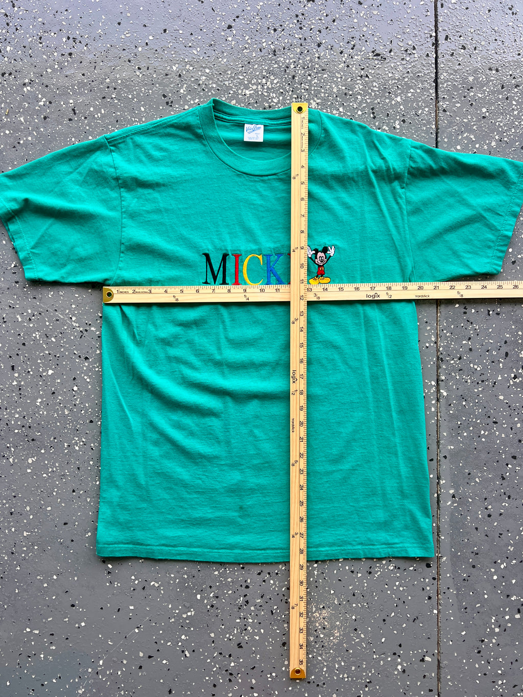 1462 - Green Embroidered Mickey Tee - L