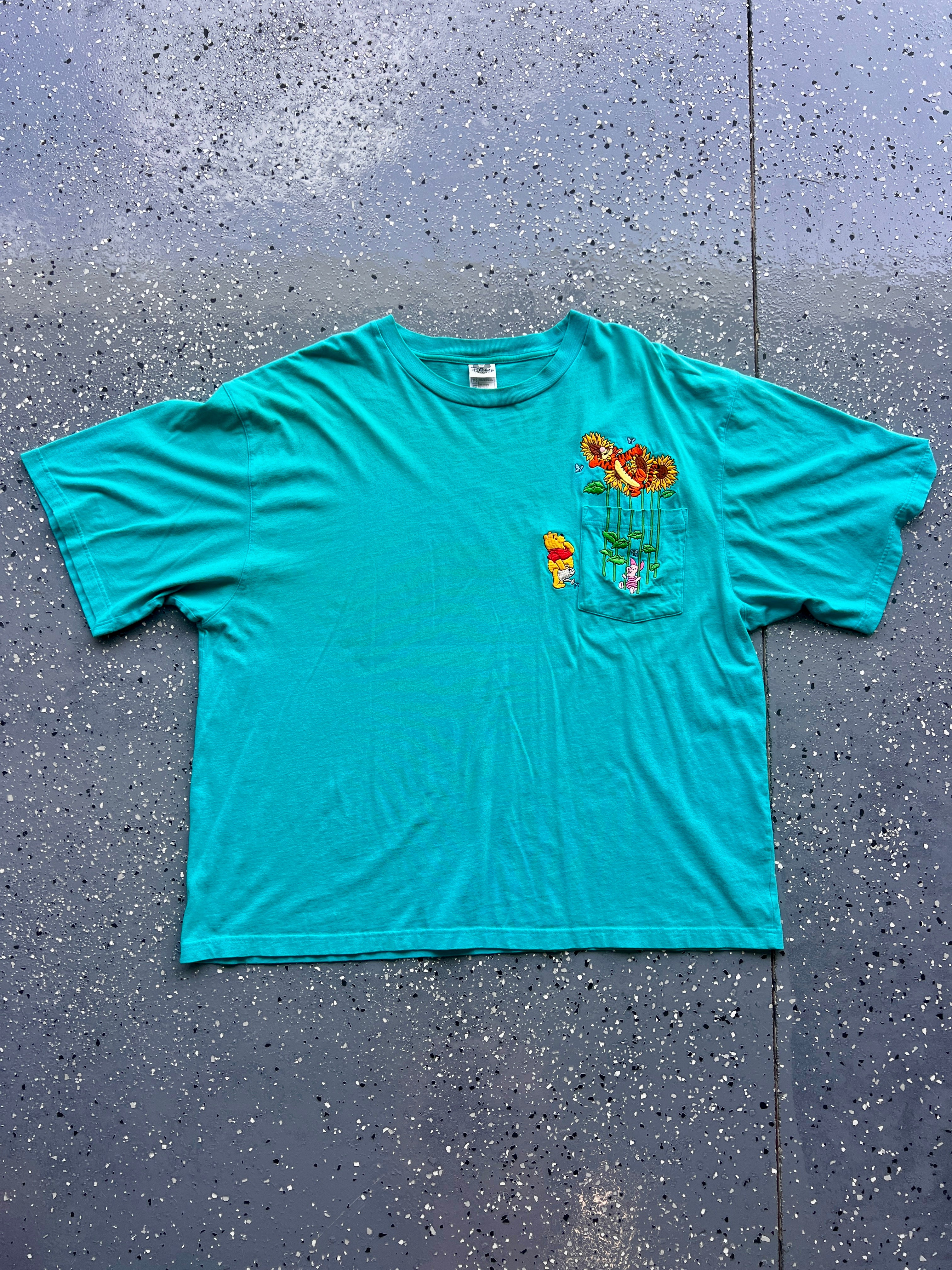 1407 - Green Embroidered WTP & Tigger Sunflower Pocket Tee - 2XL