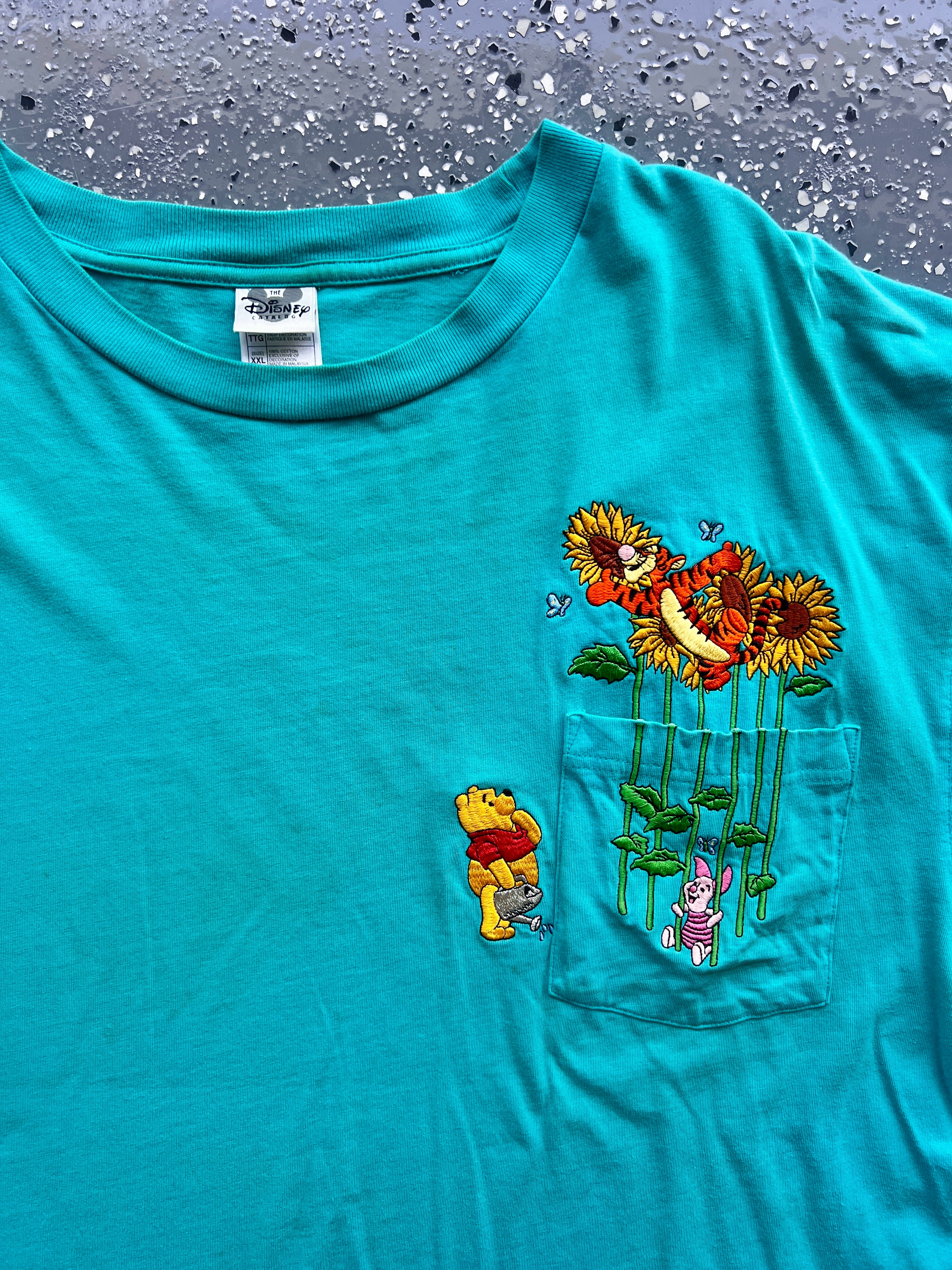 1407 - Green Embroidered WTP & Tigger Sunflower Pocket Tee - 2XL
