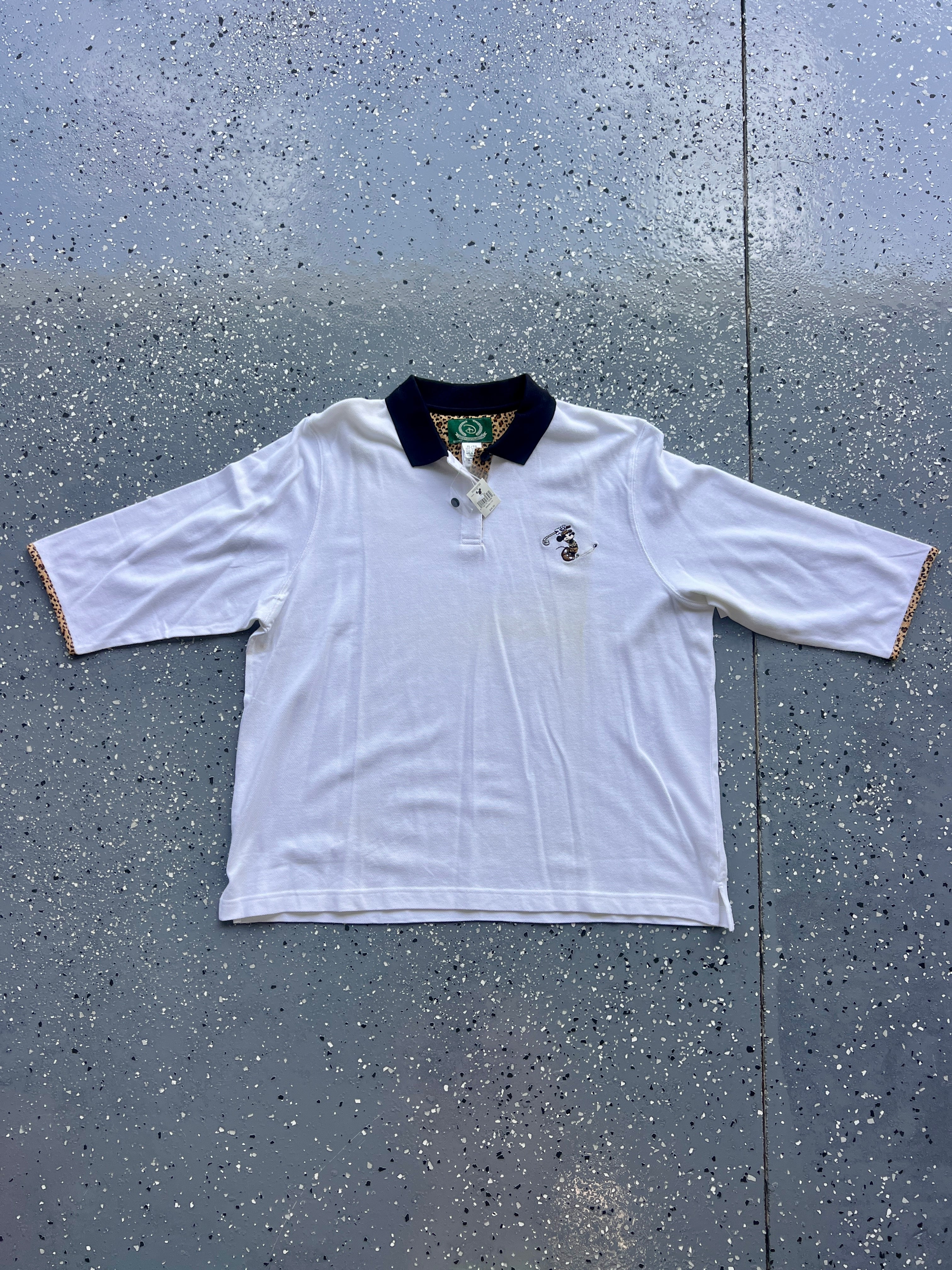 1464 - NWT White Leopard Print Embroidered Minnie Golf Polo - XL