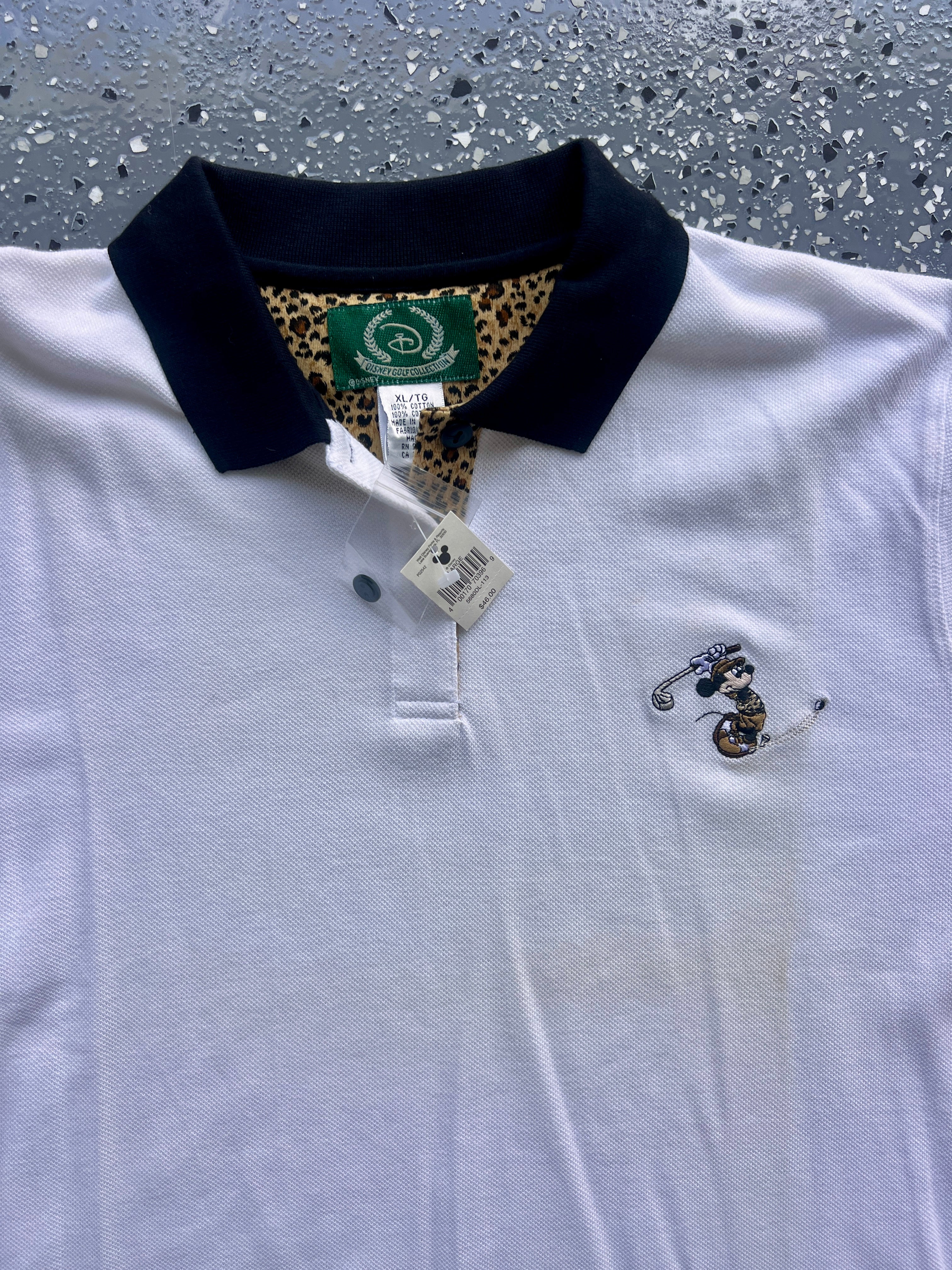 1464 - NWT White Leopard Print Embroidered Minnie Golf Polo - XL