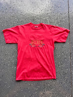 1469 - Red Embroidered Floral Mickey Head Tee - M