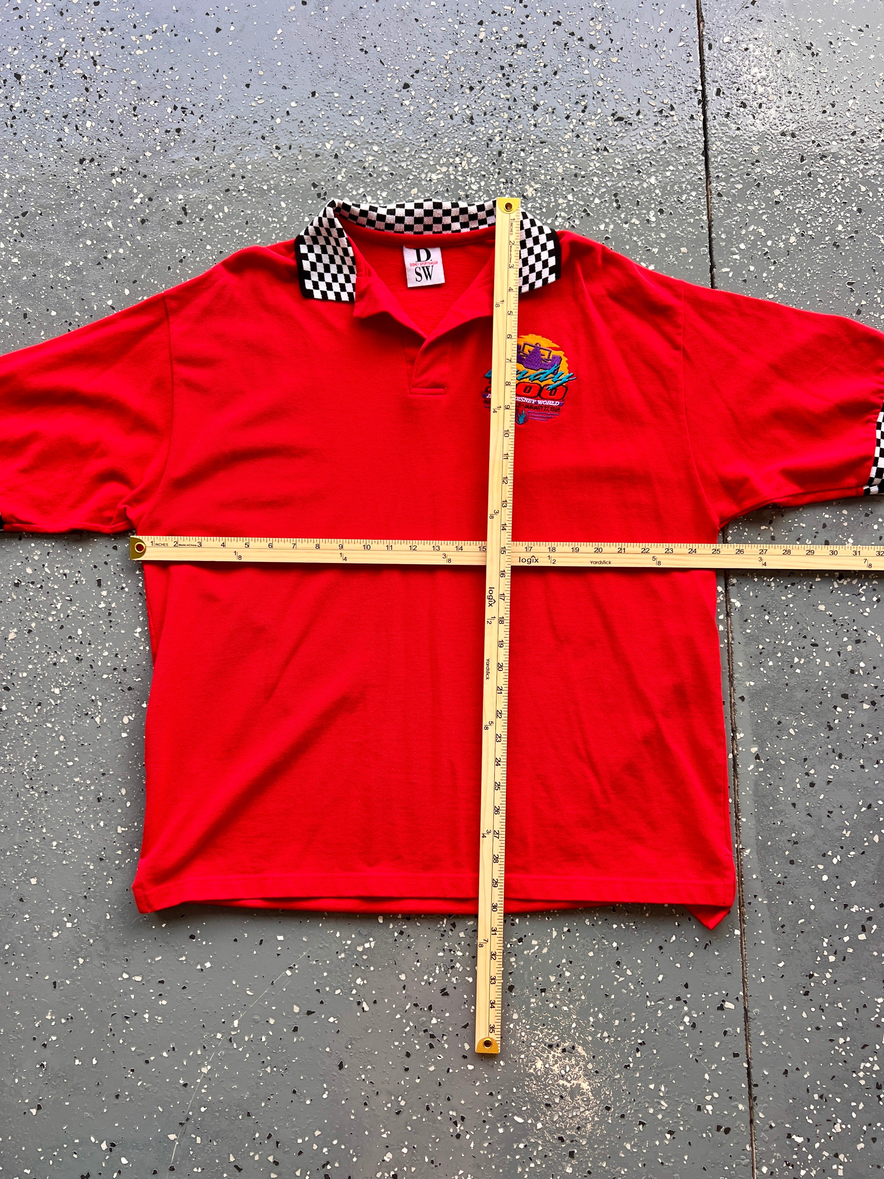1470 - Red Checkered 1996 WDW Indy 200 Inaugural Race Polo - XL