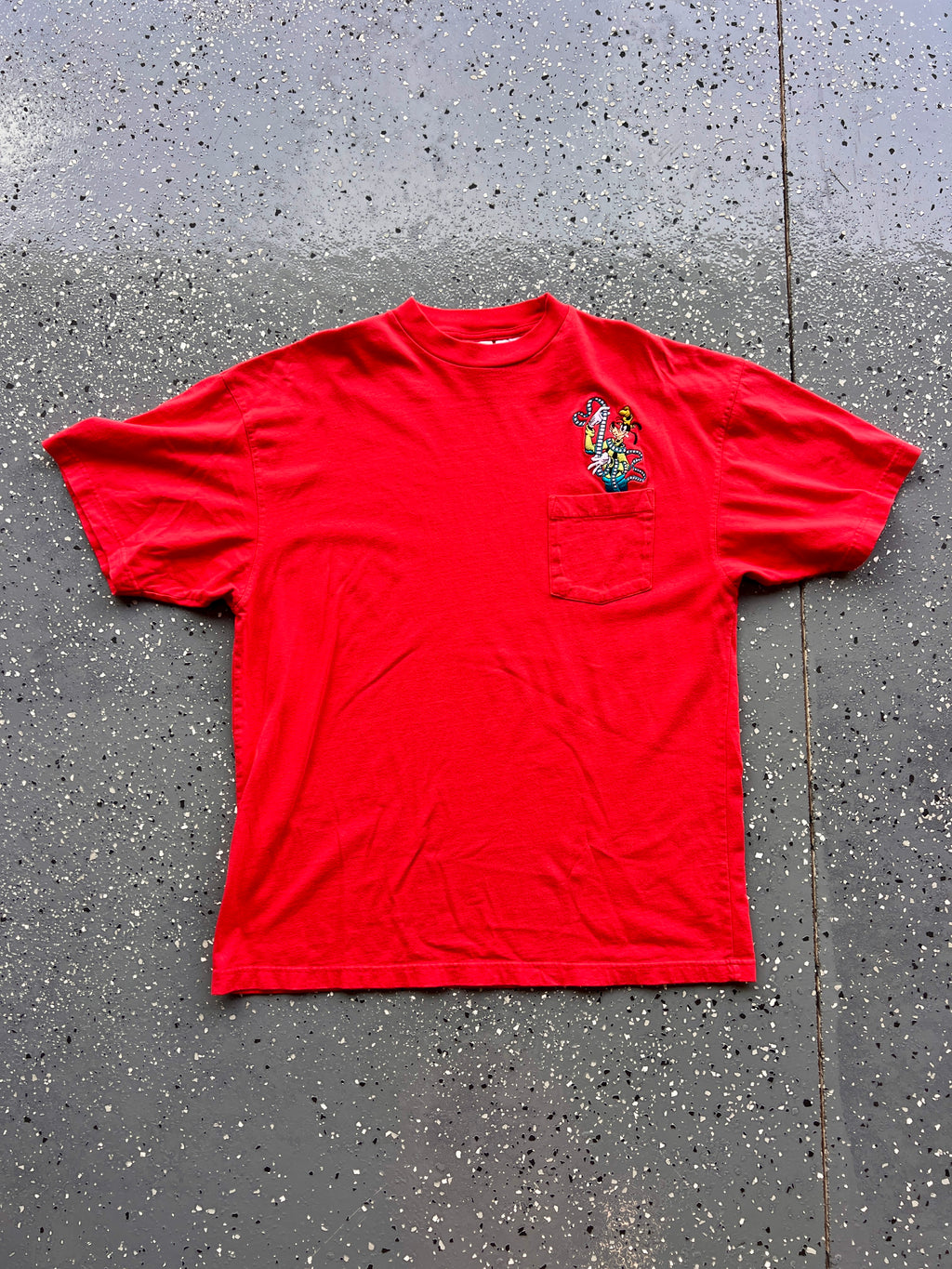 1476 - Red Embroidered Film Strip Goofy Pocket Tee - XL