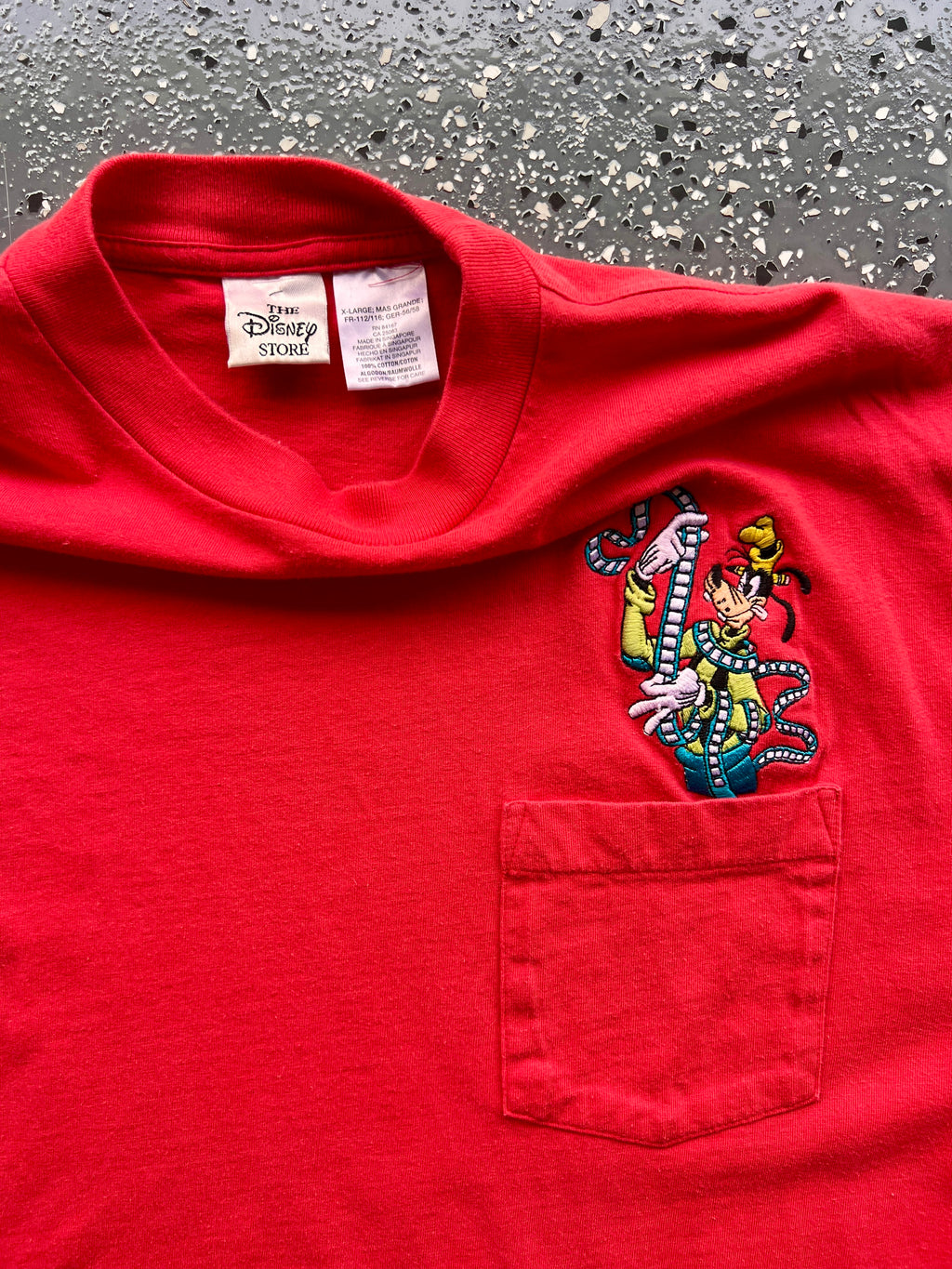 1476 - Red Embroidered Film Strip Goofy Pocket Tee - XL
