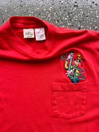 1476 - Red Embroidered Film Strip Goofy Pocket Tee - XL