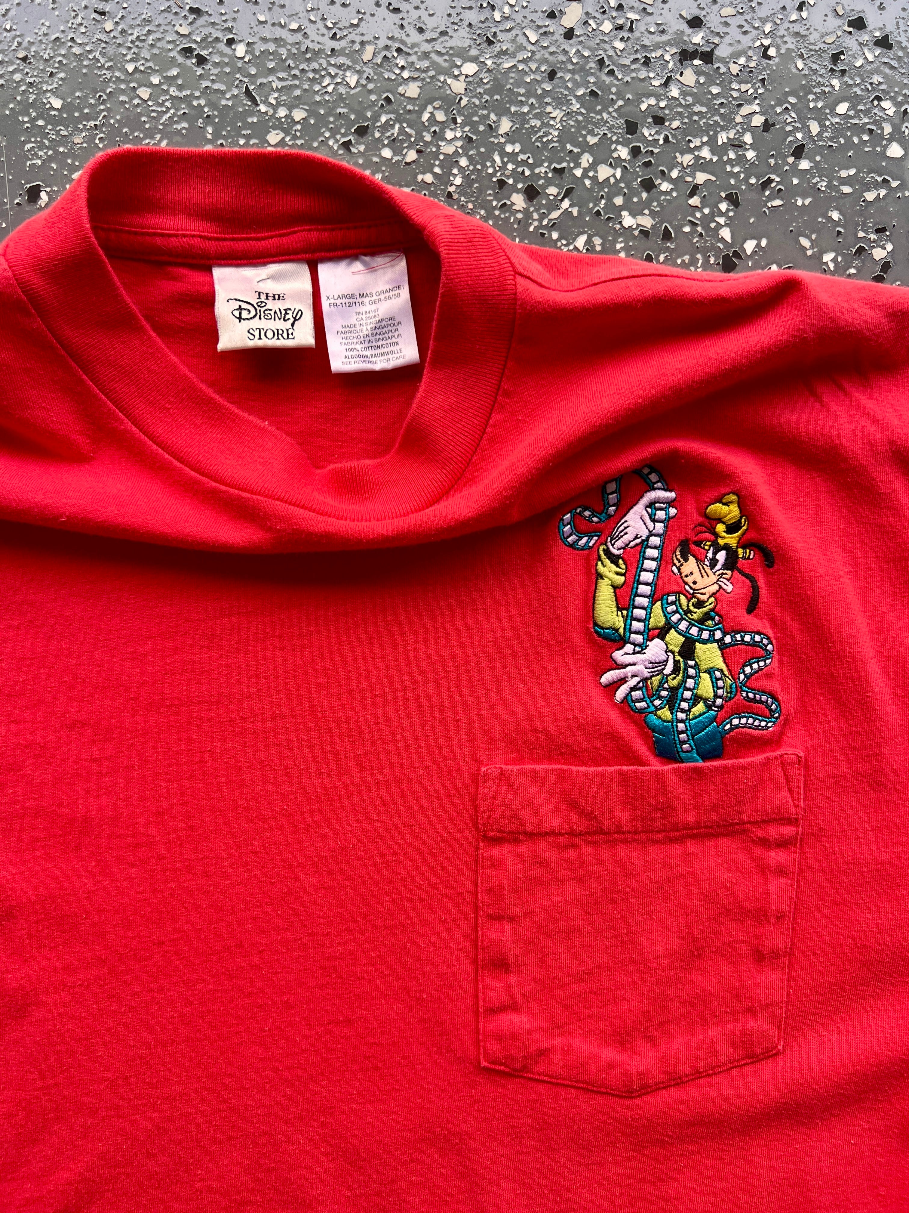1476 - Red Embroidered Film Strip Goofy Pocket Tee - XL