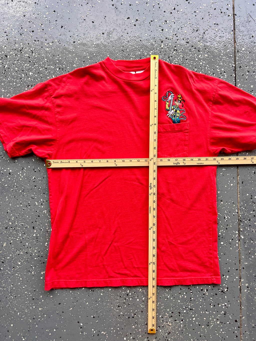 1476 - Red Embroidered Film Strip Goofy Pocket Tee - XL
