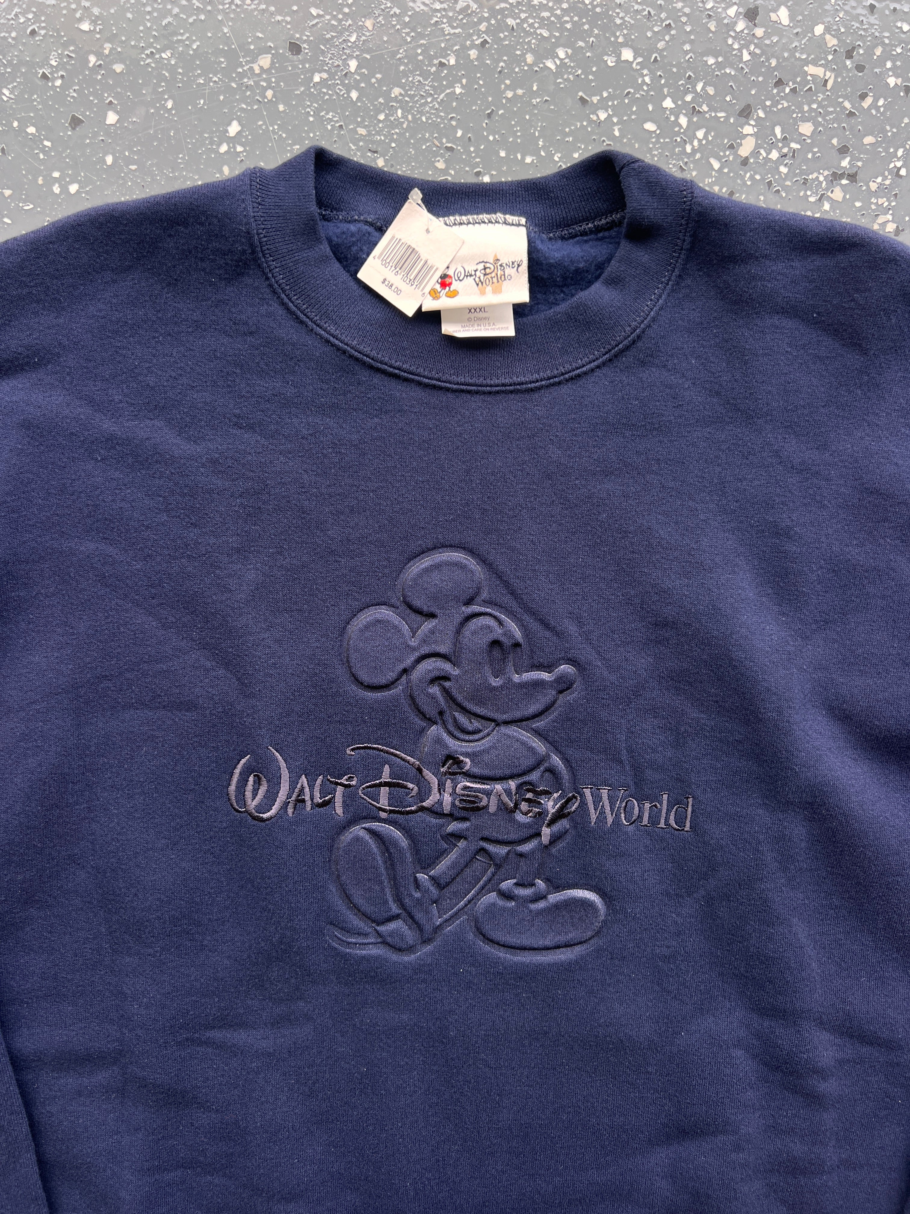 1478 - NWT Navy Embossed Mickey WDW Logo Crewneck - 3XL