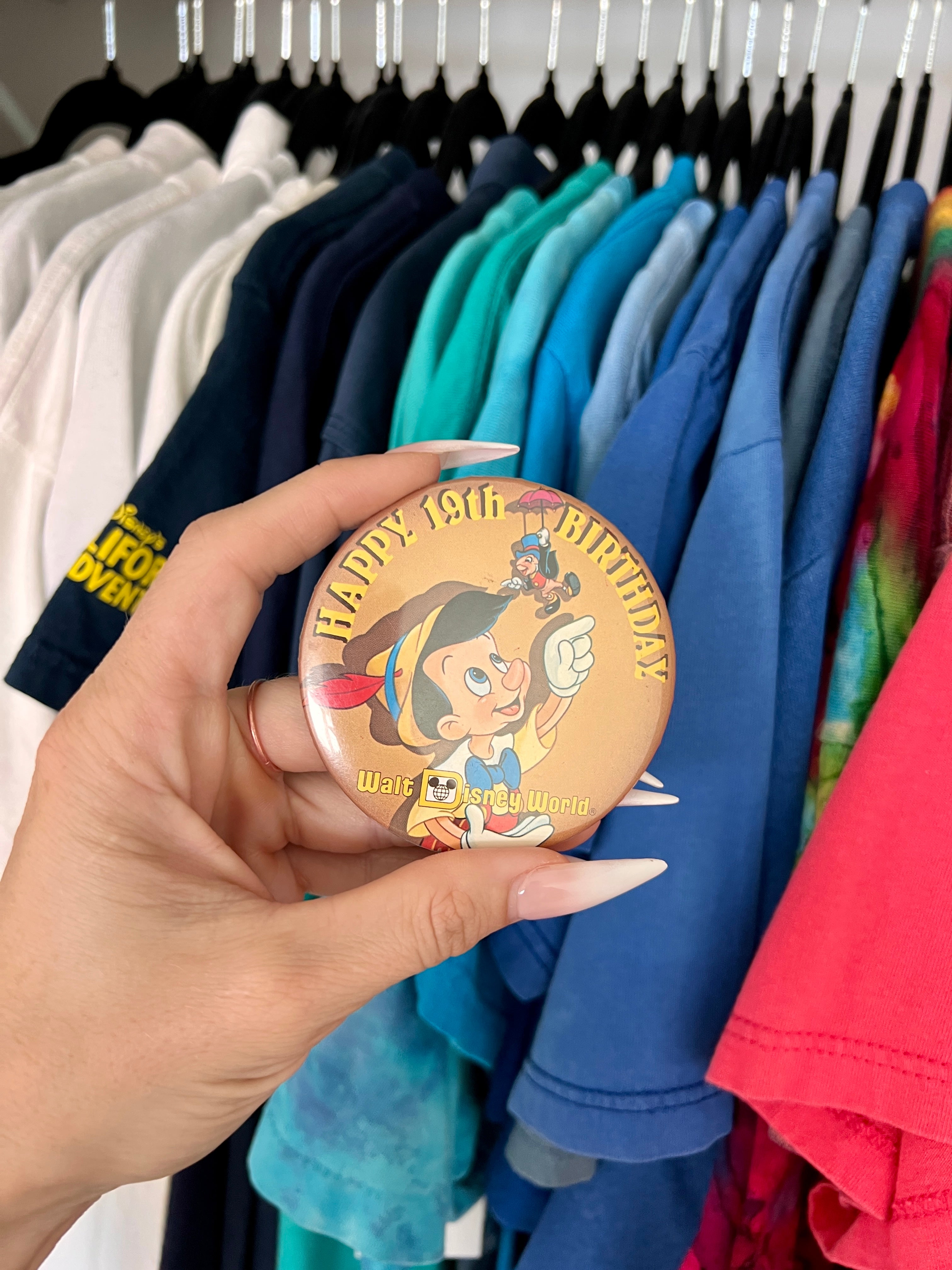 Happy 19th Birthday Pinocchio Button