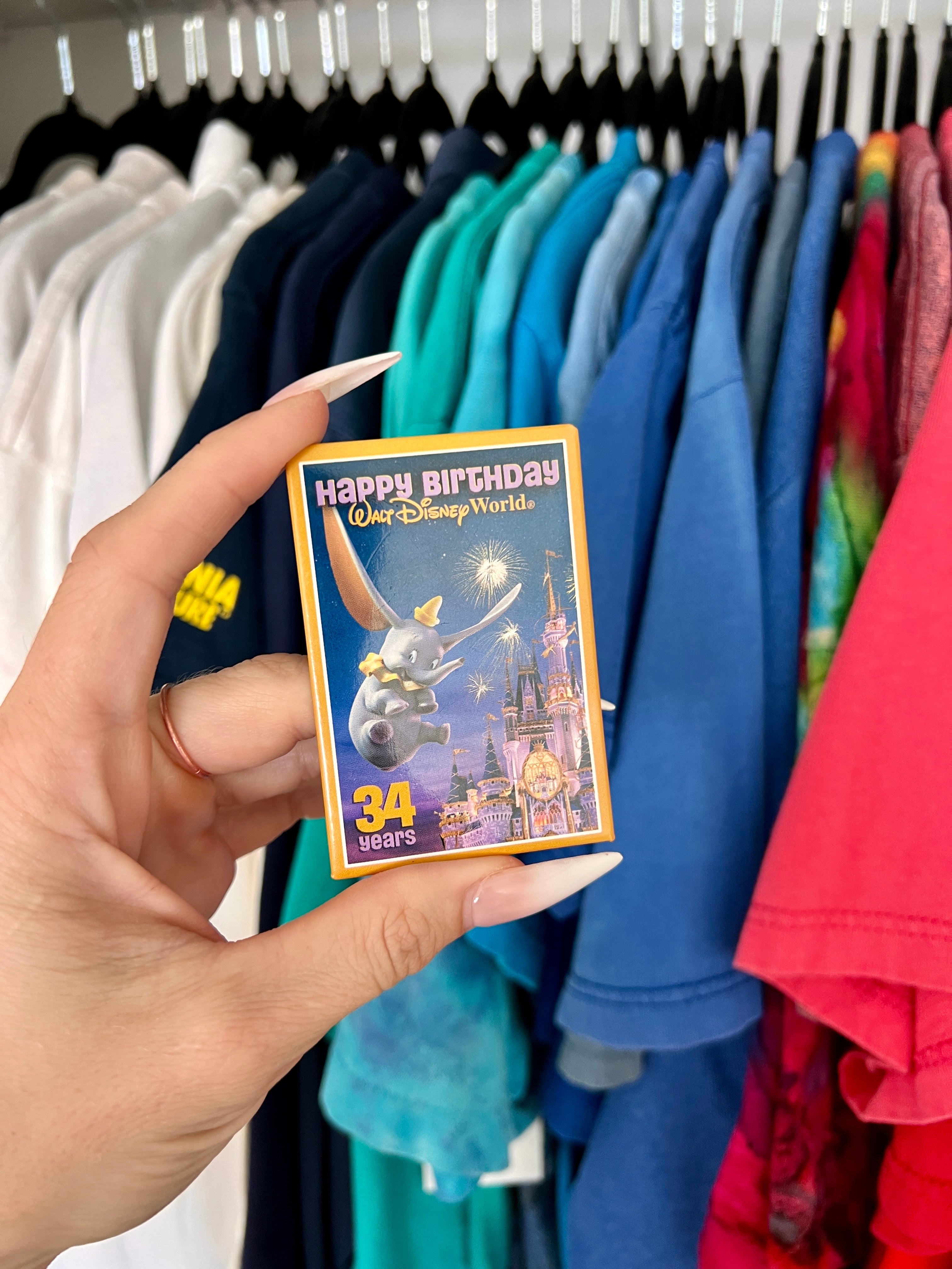Happy 34th Birthday Dumbo & Cinderella Castle Button