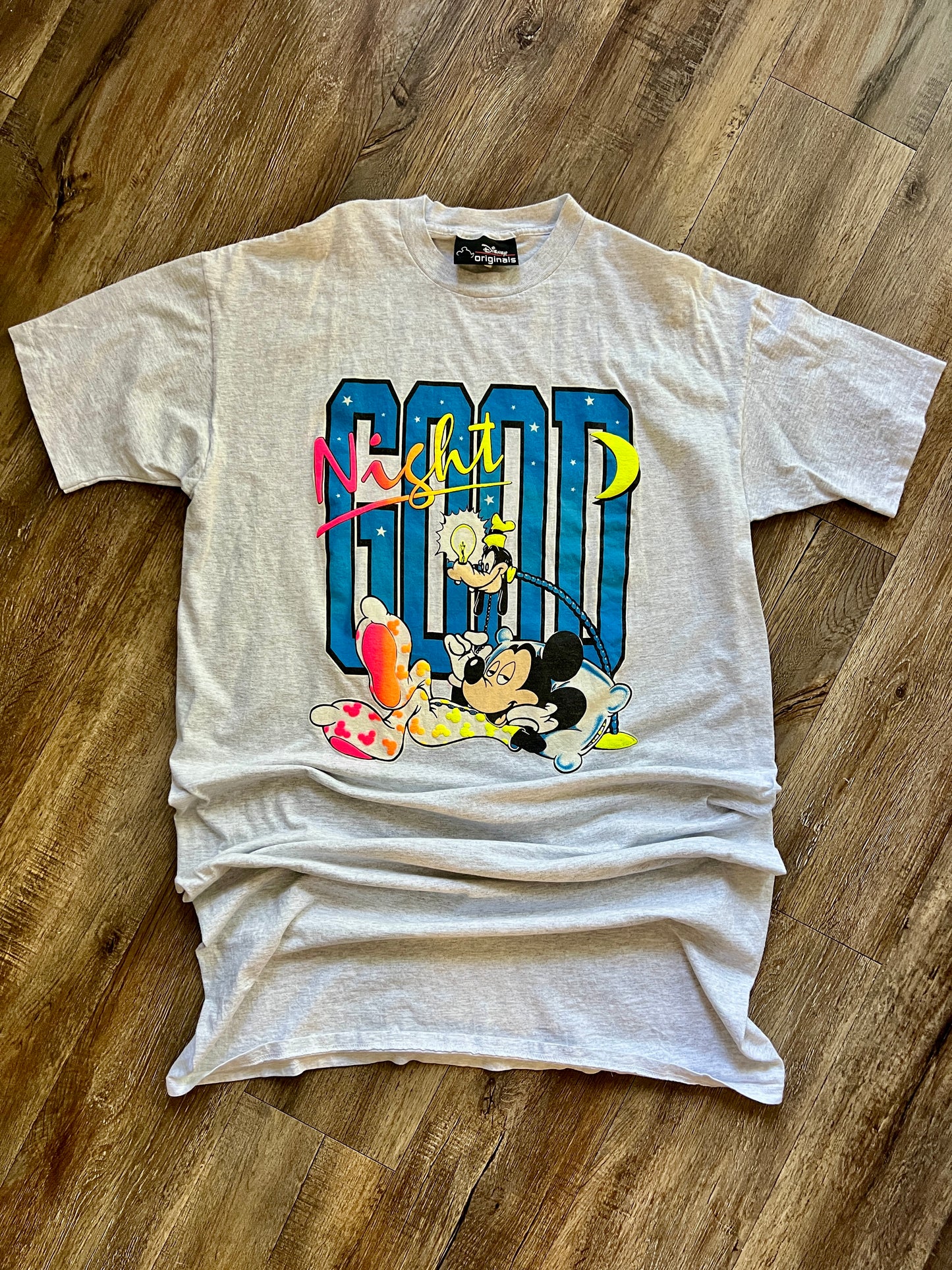 798 -Grey Neon Goodnight Goofy Lamp Sleep Shirt - OSFA