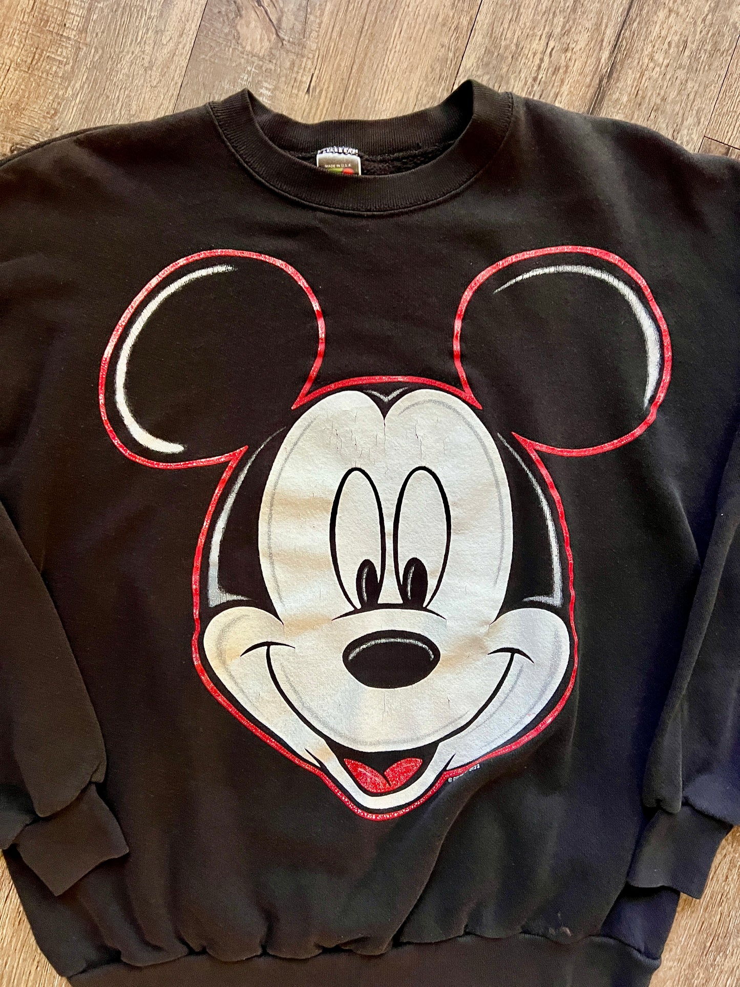 780 -Black & Red Big Face Mickey Crewneck - XL