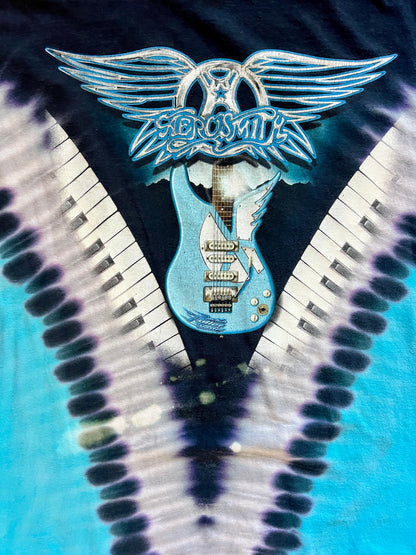 775 -Black & Blue Tie-Dye Rockn' Roller Coaster Aerosmith Tee - M