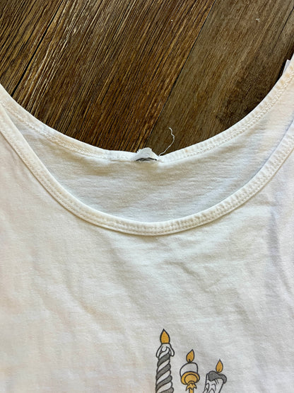 784 -White 35th Anniversary Cake Castle Tank Top - 2X